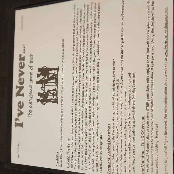 PRE-OWNED I'VE NEVER BEST DRINKING BOARD GAME - Picture 4 of 5